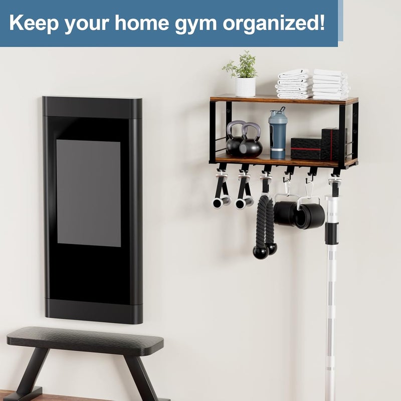 TJMOREE 2 Tier Floating Shelf Compatible with Tonal Accessories, T-Bracket Lock Adapters Hanger, Wall Mount Home Gym Storage Rack for Fitness Equipment - Image 5
